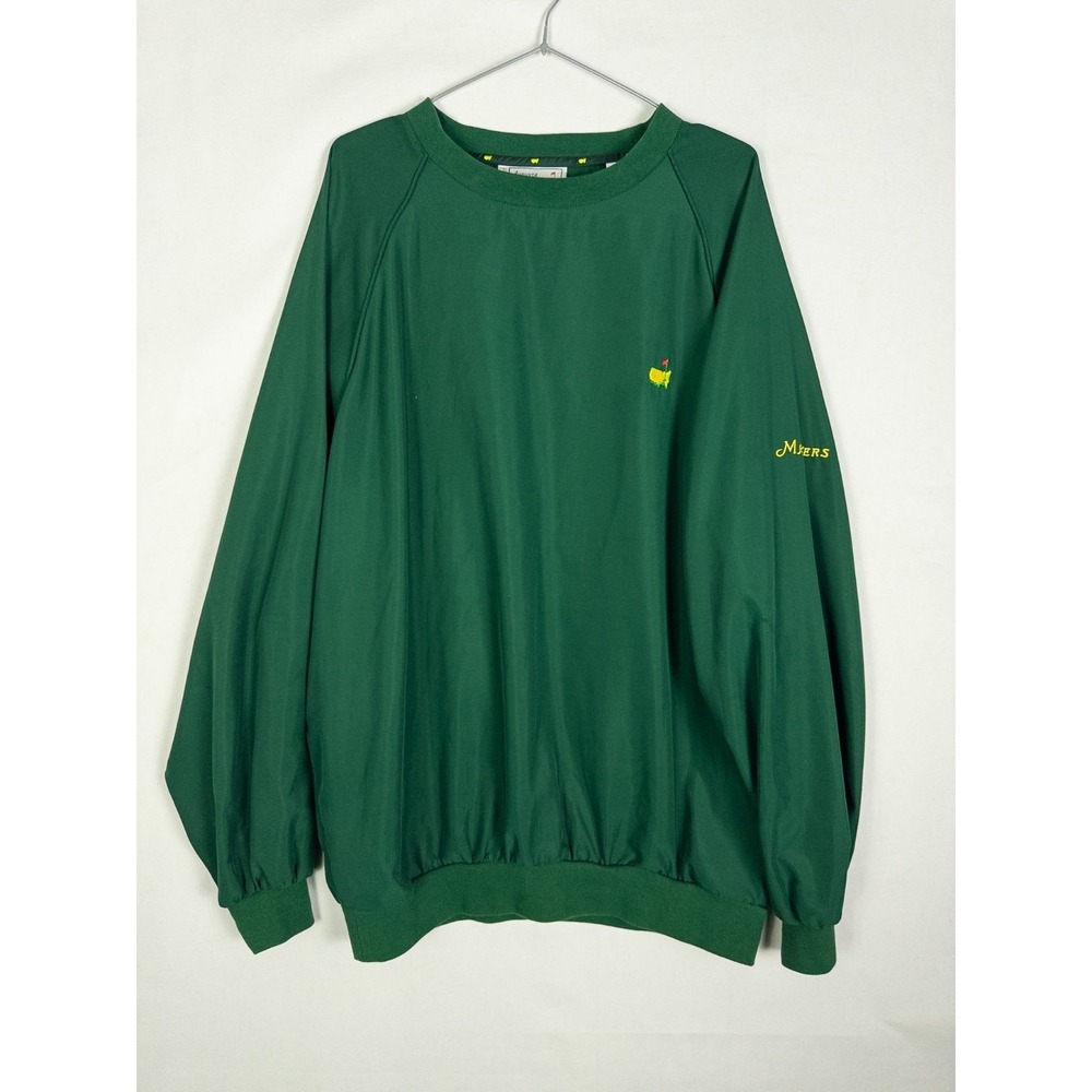 Augusta National Masters Mens Green Pullover Golf Windshirt V-Neck Embroidered